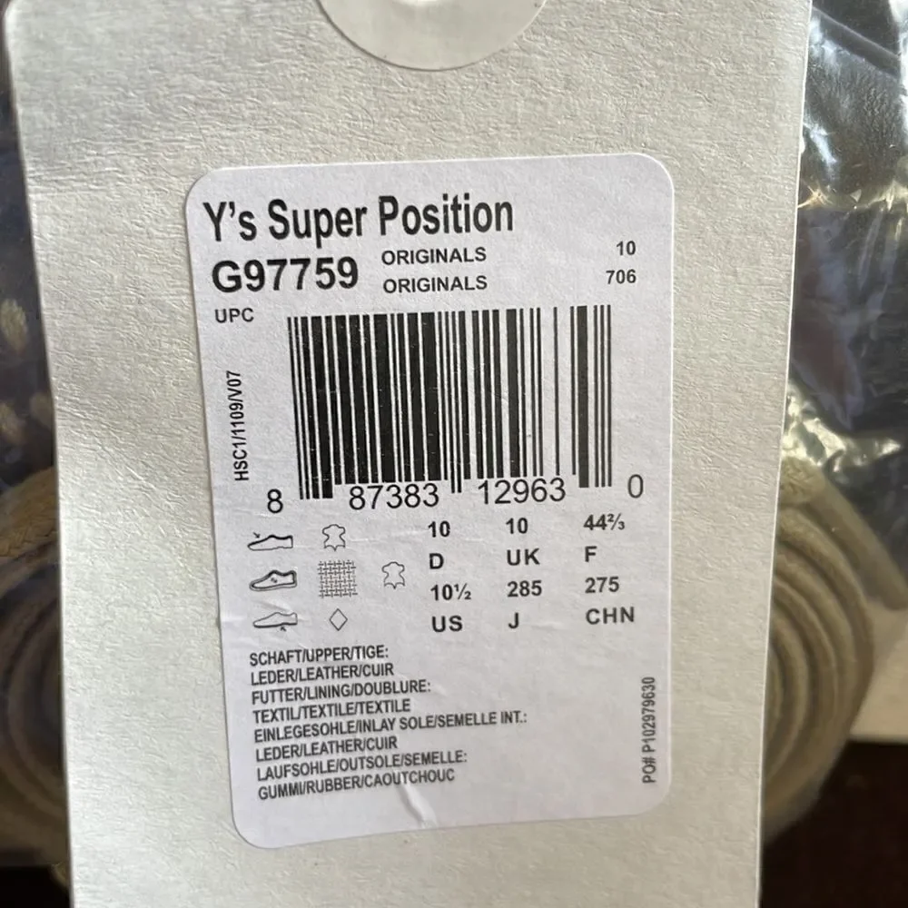 Y-3 Adidas Y's Yohji Yamamoto Super Position Black White deconstruct 10.5 US